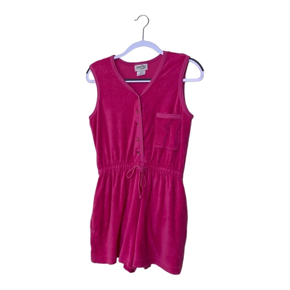 Leisure Wear by Adonna Terry Cloth Bathing Suit Hot Pink Sz S